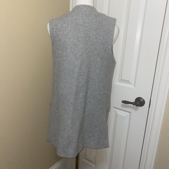 Elevenses Wool Vest Small Women's Anthropologie Gray Open Front Pockets Lined - Picture 5 of 9